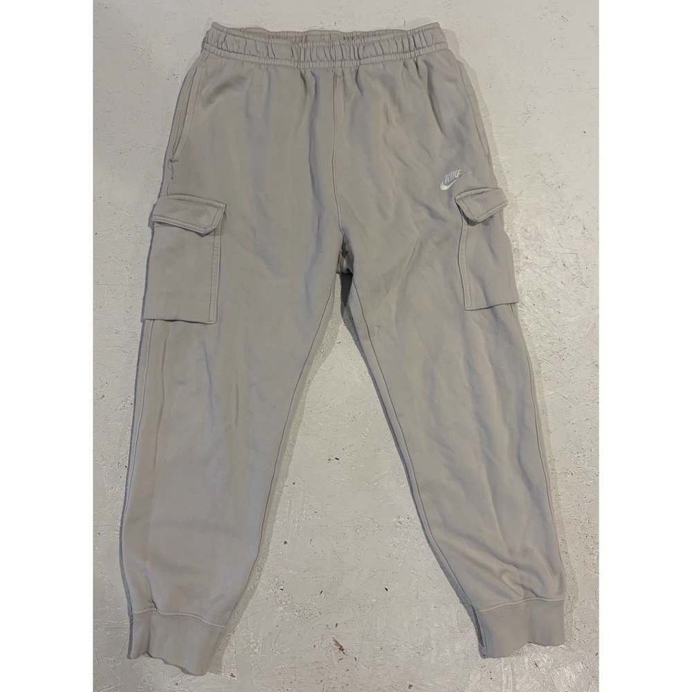Nike Pants Mens‎ Medium Beige Cargo Joggers Swoosh Fleece Pockets CD3129-072